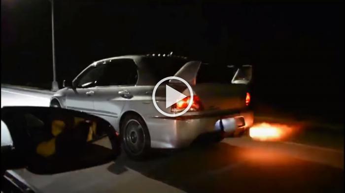 Mitsubishi EVO κερνάει ζεστό σάκε BMW Μ4 [video]